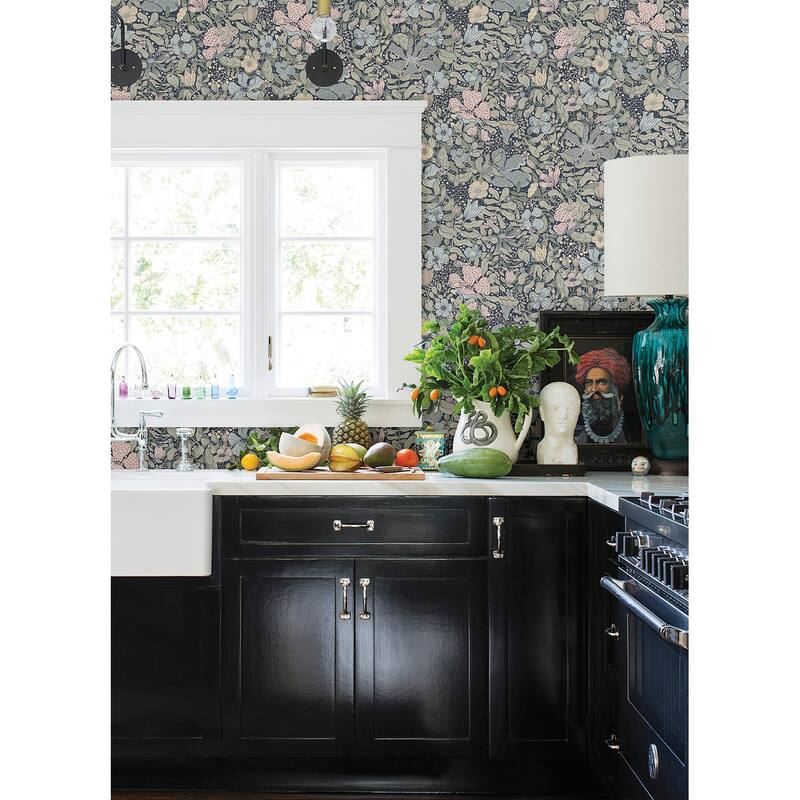 A-Street Prints Midsommar Dark Blue Floral Medley Wallpaper