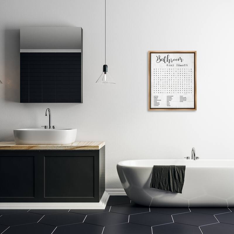 Stupell Bathroom Word Search Fun Family Word Design Floater Frame - Black