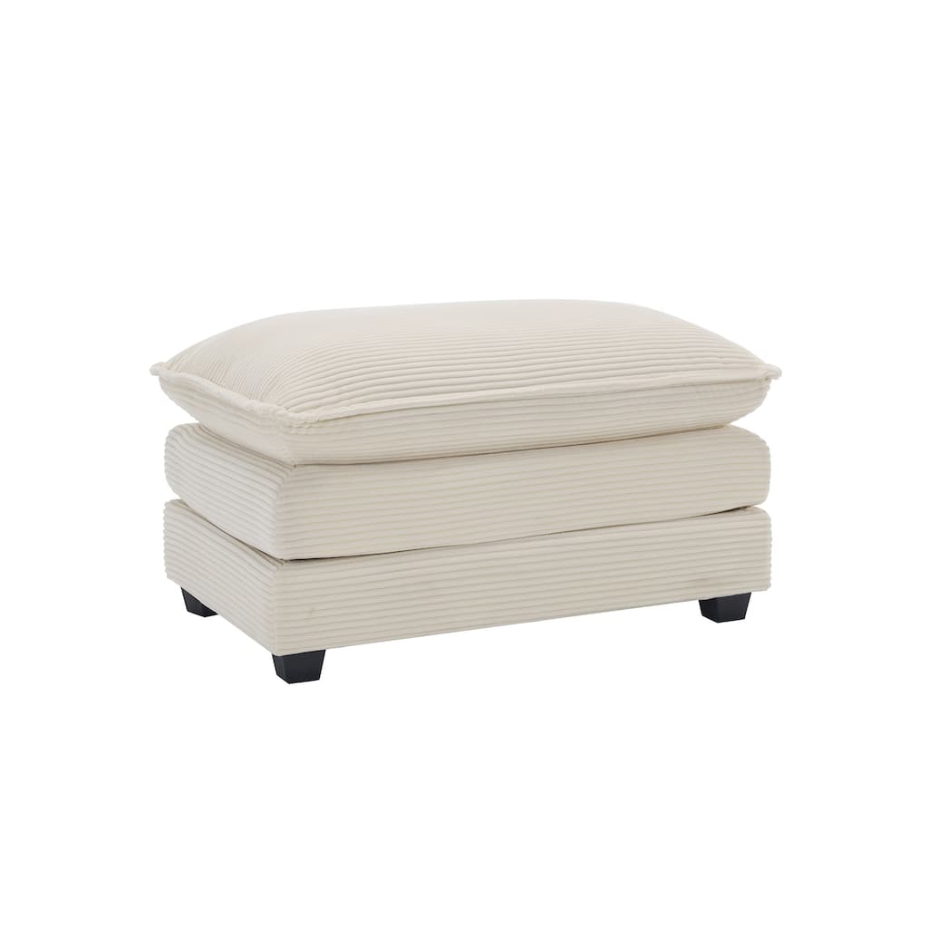 Roomfitters Corduroy Upholstered Ottoman Footrest, Rectangular Pillow Top Coffee Table Stool for Living Room