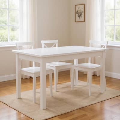HomeRoots 60" White Solid Wood Dining Table - 60.00 in. x 30.00 in. x 27.00 in.