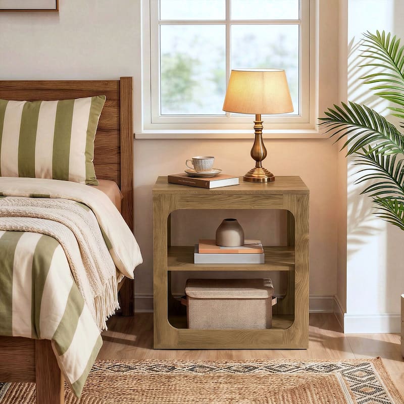 23.6" End Table with Storage Shelves, 3-Tier Side Table for Living Room