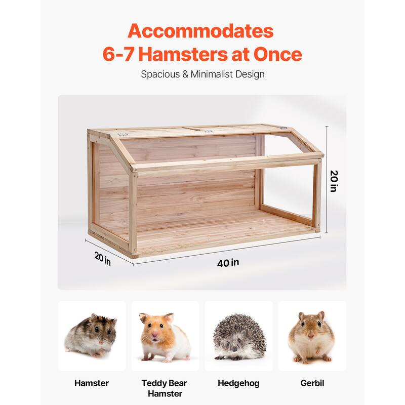 UIMOSO Wooden Hamster Cage, 270° Viewing Hamster Habitat, Dwarf Hamster Cages with Openable Top