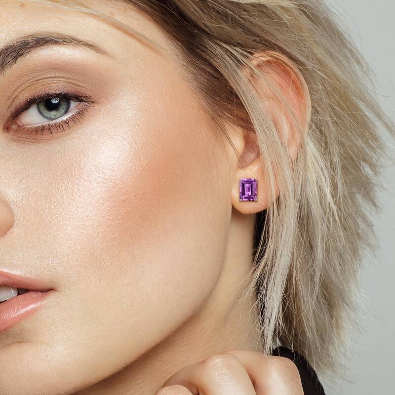 Miadora 6 5/8ct TGW Emerald-Cut and Octagon Amethyst Set of Necklace and Earrings in Sterling Silver