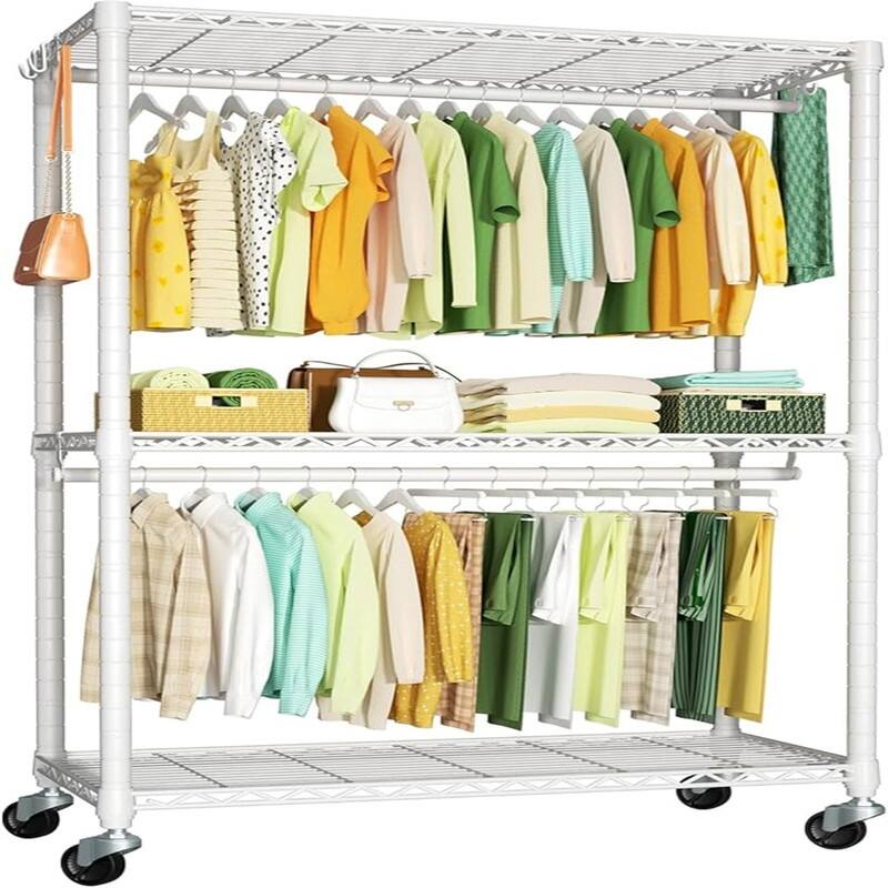 P3 Clothes Rack Heavy Duty Rolling Garment Rack - 14"D x 39.4"W x 78.5"H