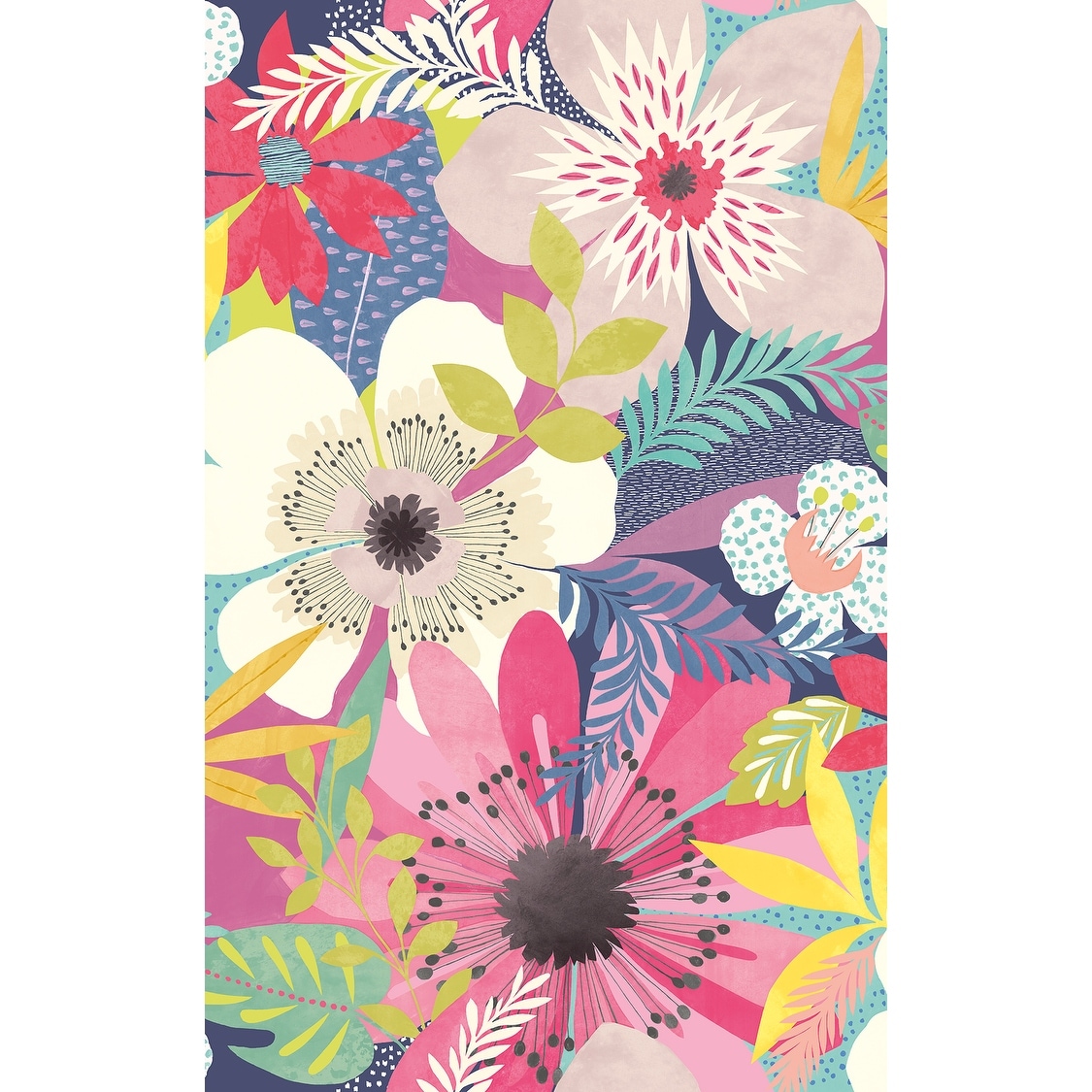 Janis Raspberry Floral Riot Wallpaper
