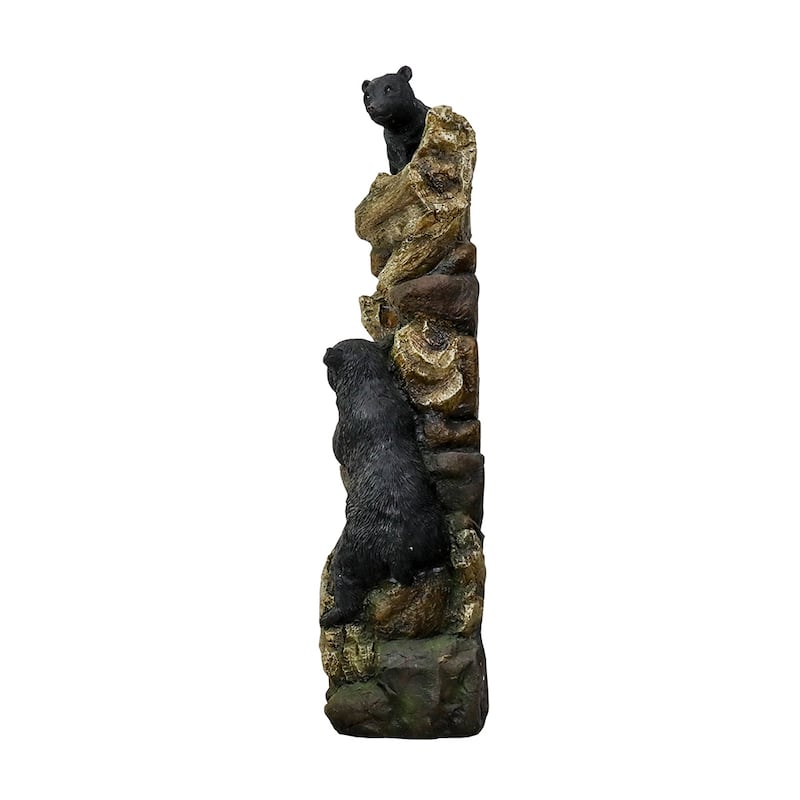 39.3in Tall Outdoor Water Fountain Resin Bear Patio Waterfall Fountain
