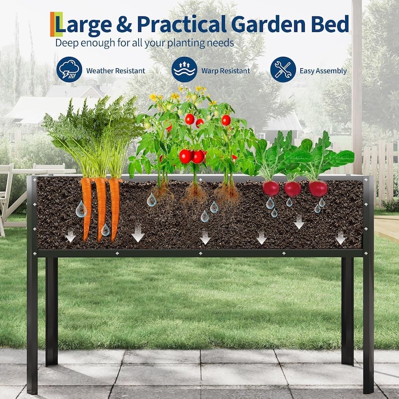 Tall Elevated Raised Garden Bed Planter Box for Vegetables Herbs - N/A