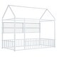 preview thumbnail 25 of 40, Twin Size Metal Bed House Bed Frame with Fence and Four Metal Grid Shelves