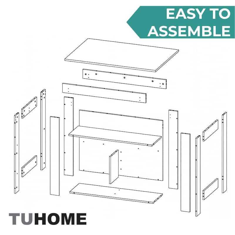 TUHOME Cala 3-Shelf Wooden Casual Kitchen Island
