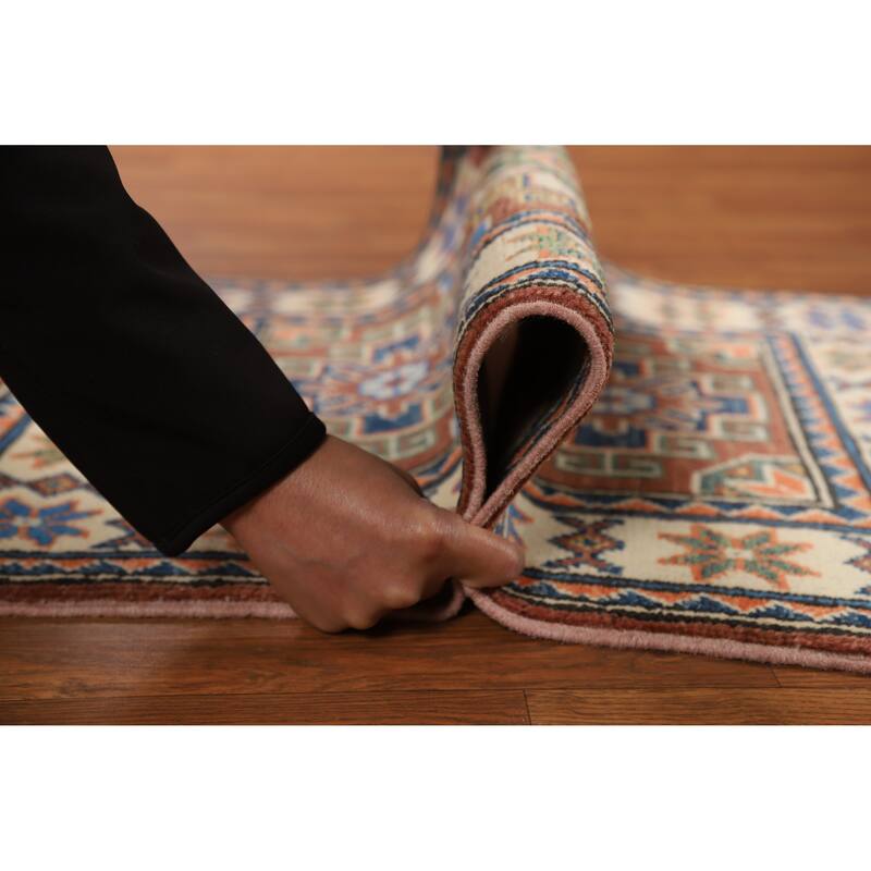 Traditional Kazak Oriental Foyer Rug Handmade Brown Wool Carpet - 2'0"x 3'0"