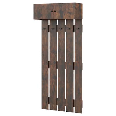 Engineered Wood Wall Coat Rack with Hooks and Cabinet - 35 x 13 x 82.6 in.
