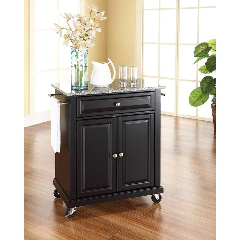 Kitchen Island Cart - Mobile Kitchen Storage with Granite Top & Casters