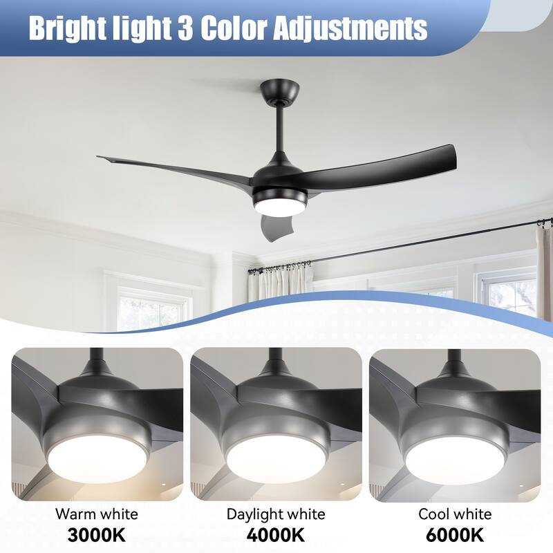 52" LED Ceiling Fan with Remote Control,3 ABS Blades and DC Motor