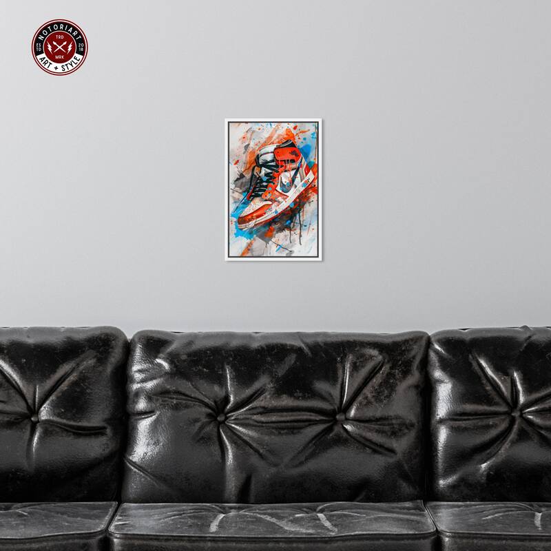 Notoriart Colorful Splatter Sneaker Framed Sneaker 1 Piece Canvas Wall Art