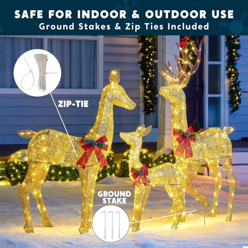 3 Packs Christmas Decoration Deer Family