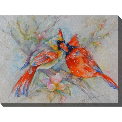 Cardinal Courtship Outdoor Art 40x30