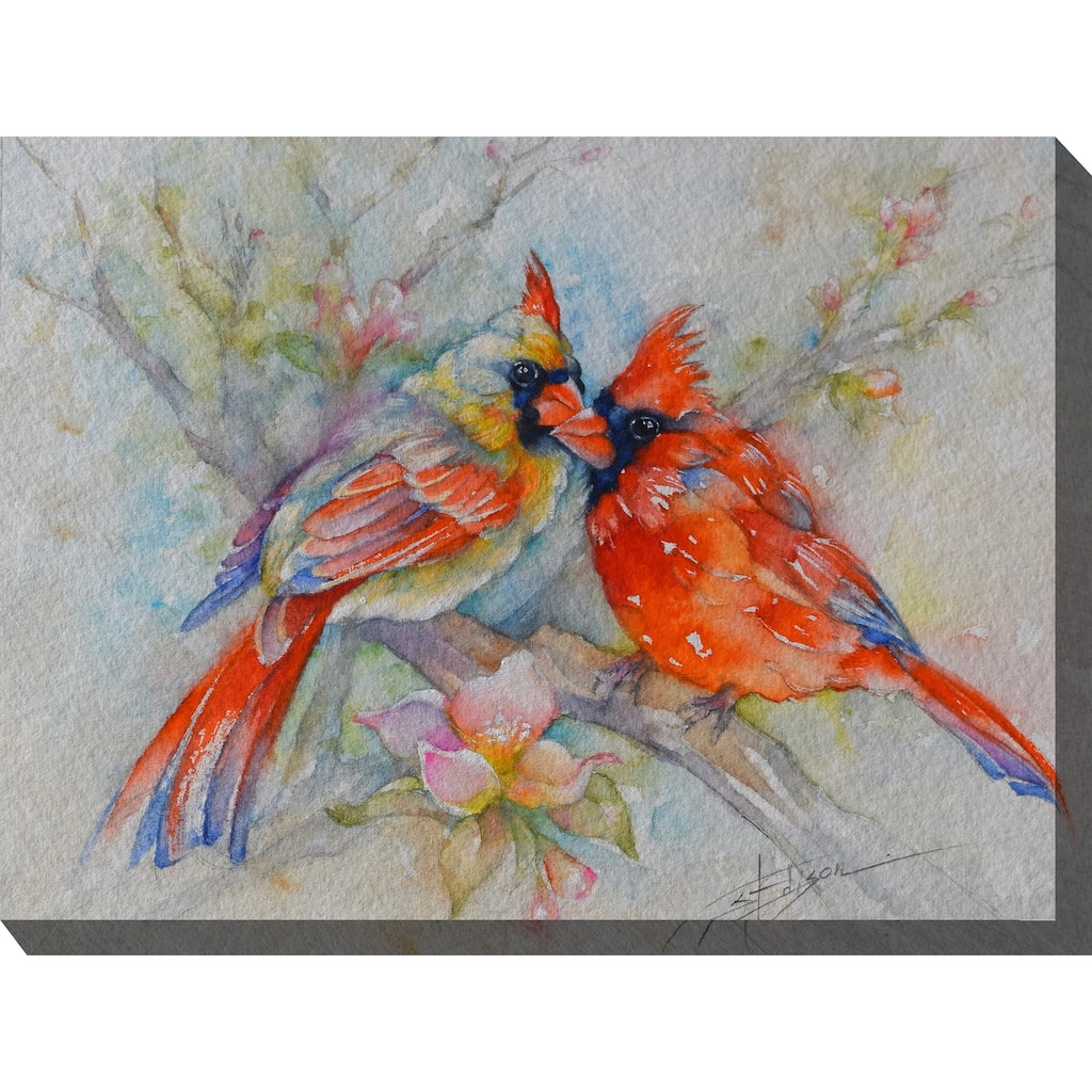 Cardinal Courtship Outdoor Art 40x30