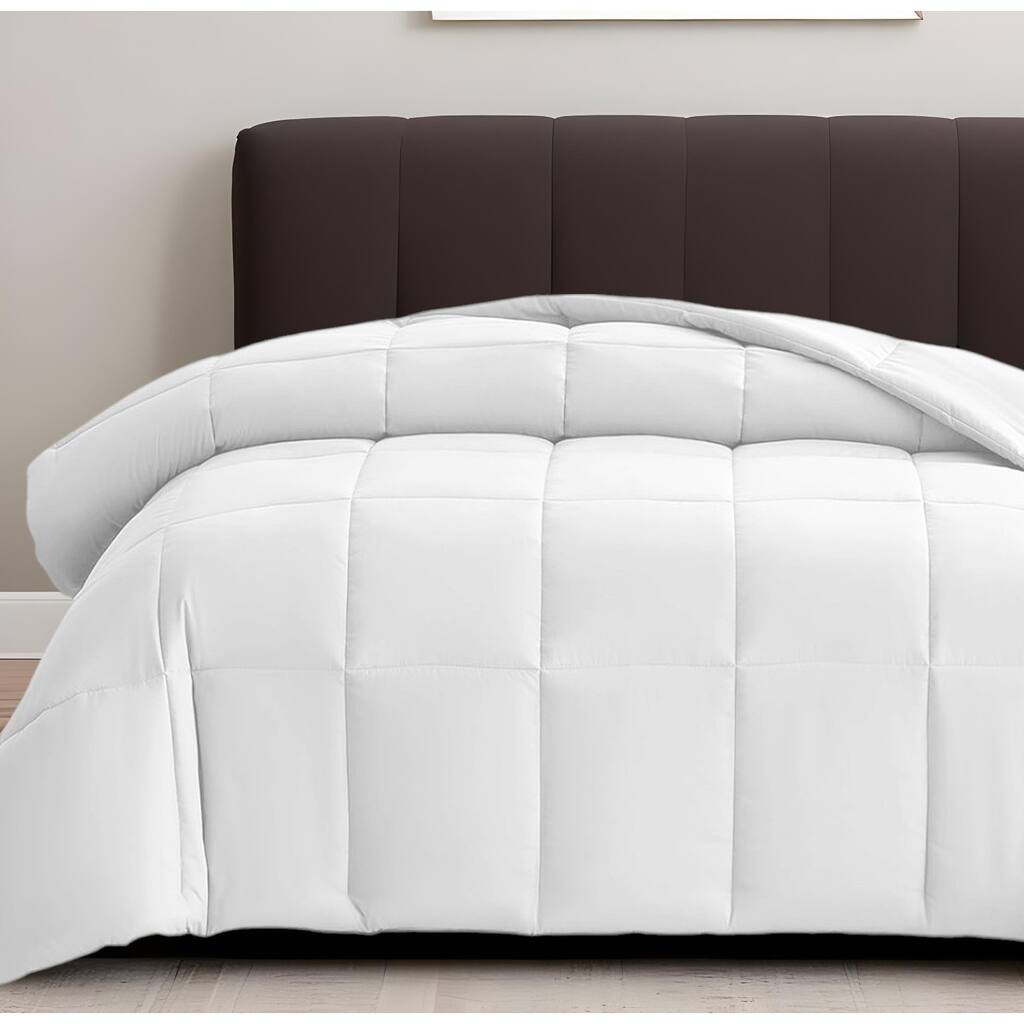 White Twin Box Stitch Microfiber Down Alternative Comforter