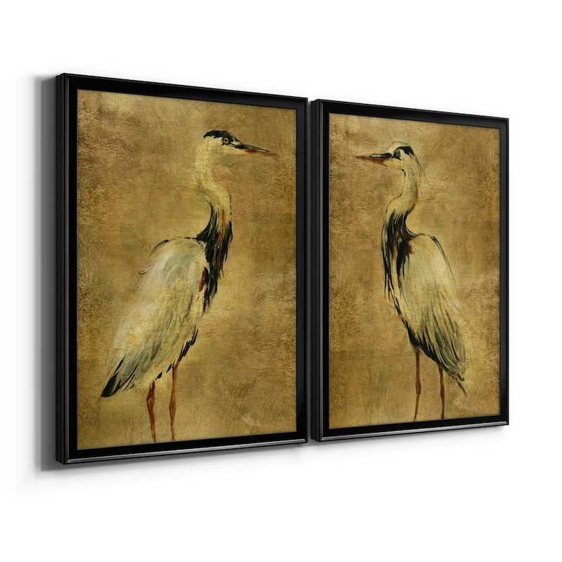 Gold Crane at Dusk I Premium Framed Print - Ready to Hang - Multi-Color