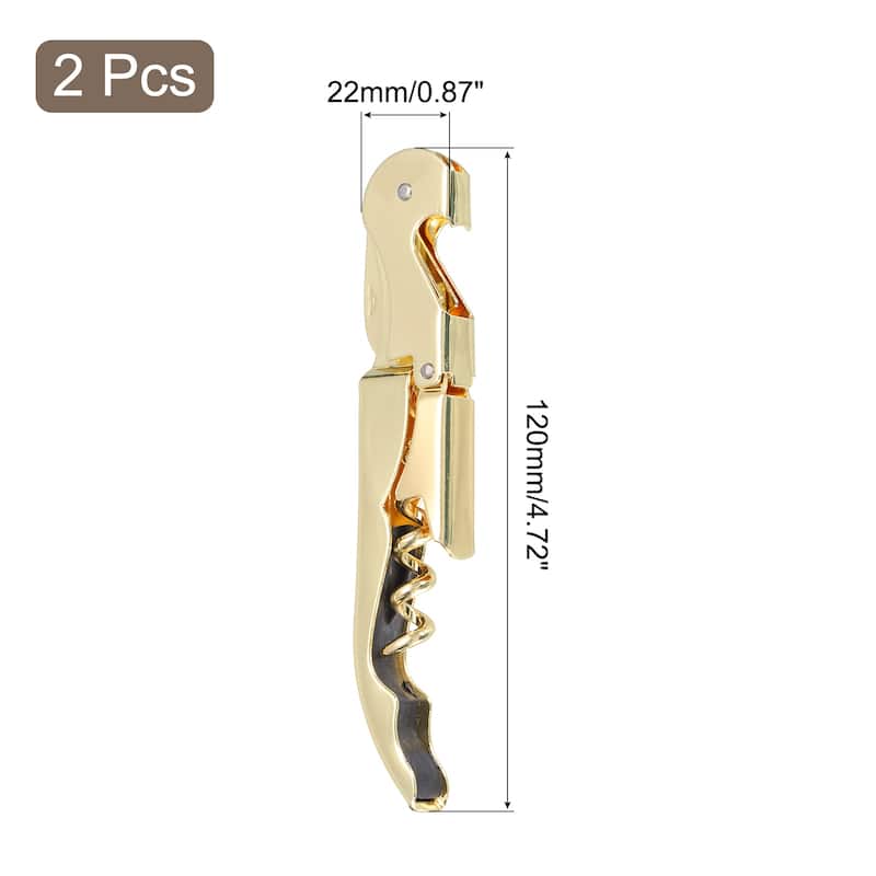 2Pcs 5" Wine Openers Waiter Corkscrew Red Wine Bottle Opener - Gold
