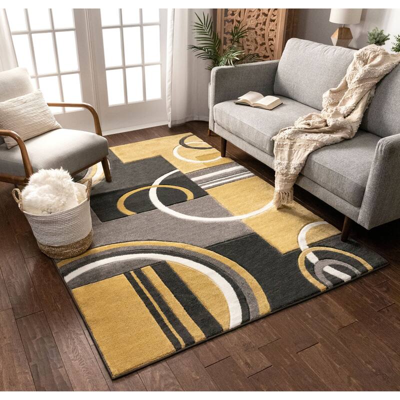 Well Woven Modern Geometric Arcs and Shapes Area Rug - 9'3" x 12'6"