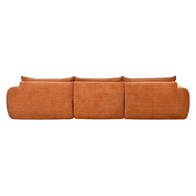 Particle Chenille Sectional Sofa Pull-line Pull-point Design Sofa with Movable Ottoman