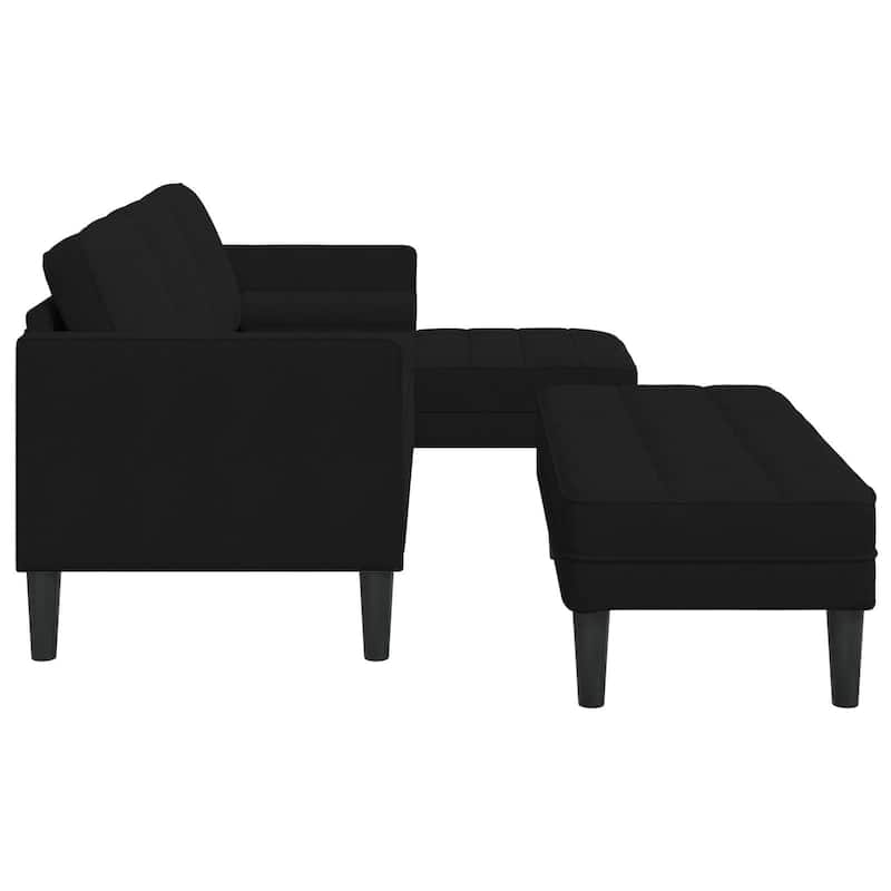 vidaXL Garden Sofa L-Shaped Black/Dark Grey/Light Grey Velvet - 68.1 x 51.6 x 26.4