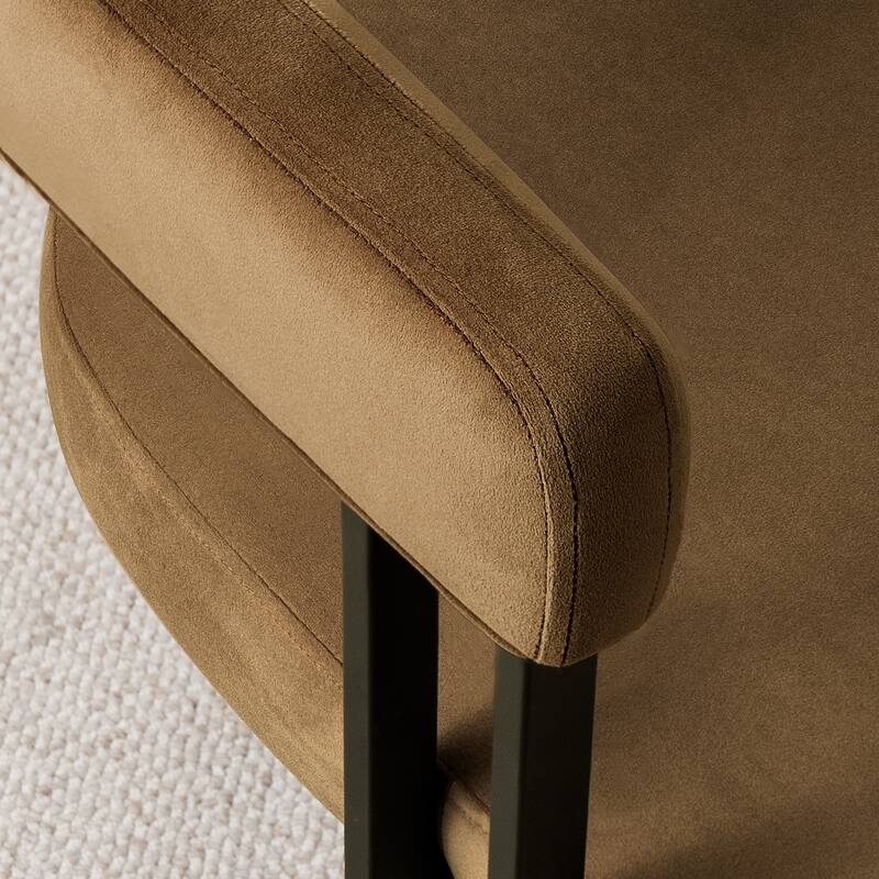 Modern Velvet Upholstered Dining Armchairs with Black Metal Legs (Set of 2/4/6)