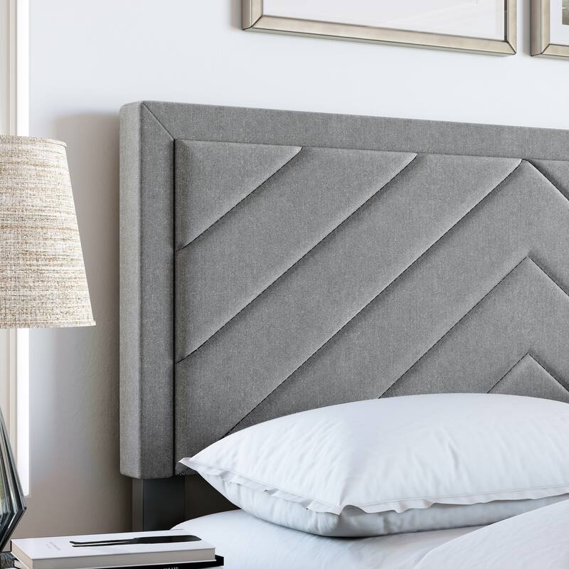 Boyd Sleep Barcelona Diagonal Linen Upholstered Platform Bed Frame