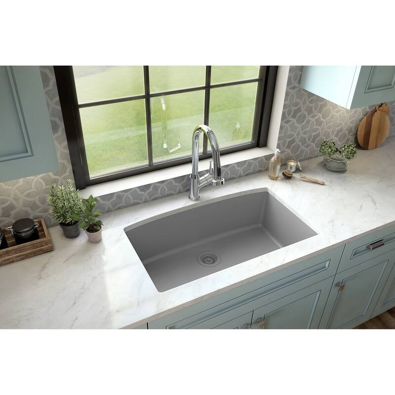 Karran Undermount Quartz 32 in. Single Bowl Kitchen Sink Kit