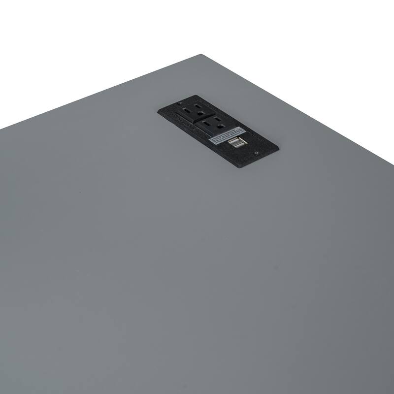 Full-Over-Full Bunk Bed with Twin Trundle, Storage, Desk, and USB Ports, Gray