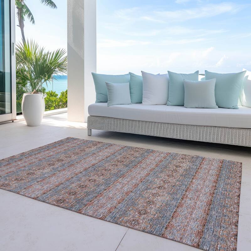Machine Washable Indoor/ Outdoor Chantille Ombre Stripes Rug