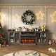 preview thumbnail 49 of 52, 98" Farmhouse TV Stand with 36" Fireplace for TVs up to 100"