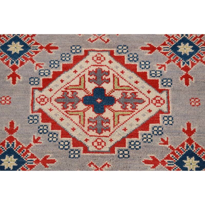 Hand Knotted Oriental 100% Wool Carpet Traditional All-Over Greys & Charcoal Kazak Area Rug - 9' 6'' X 8' 3''