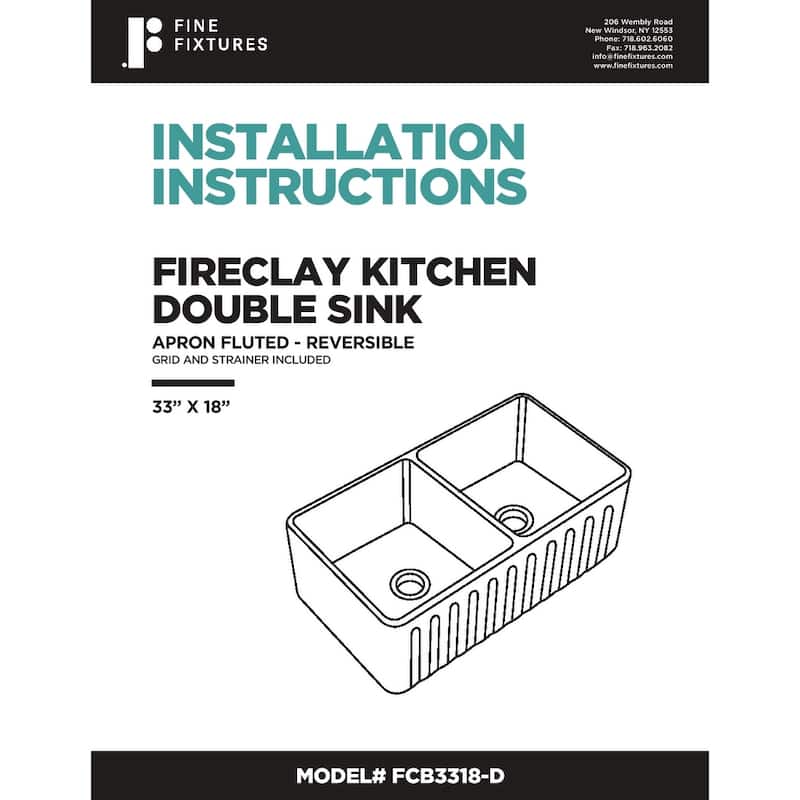 Premium White Fireclay Kitchen Sink for Home, Farmhouse (Grid & Strainer Included)