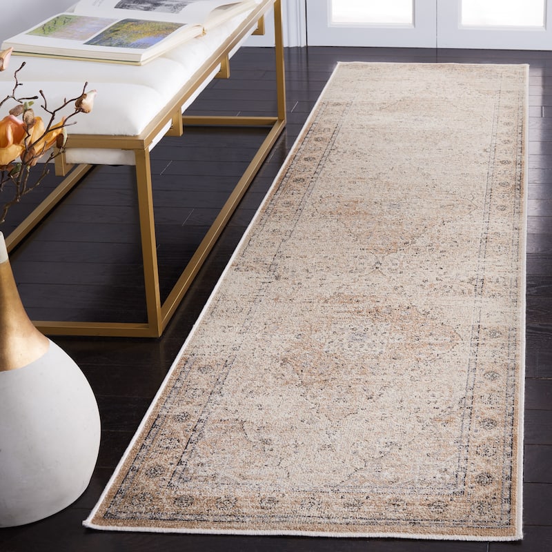 SAFAVIEH Atlas Aldina Vintage Oriental Viscose Rug - 2'2" x 8' Runner - Ivory/Beige
