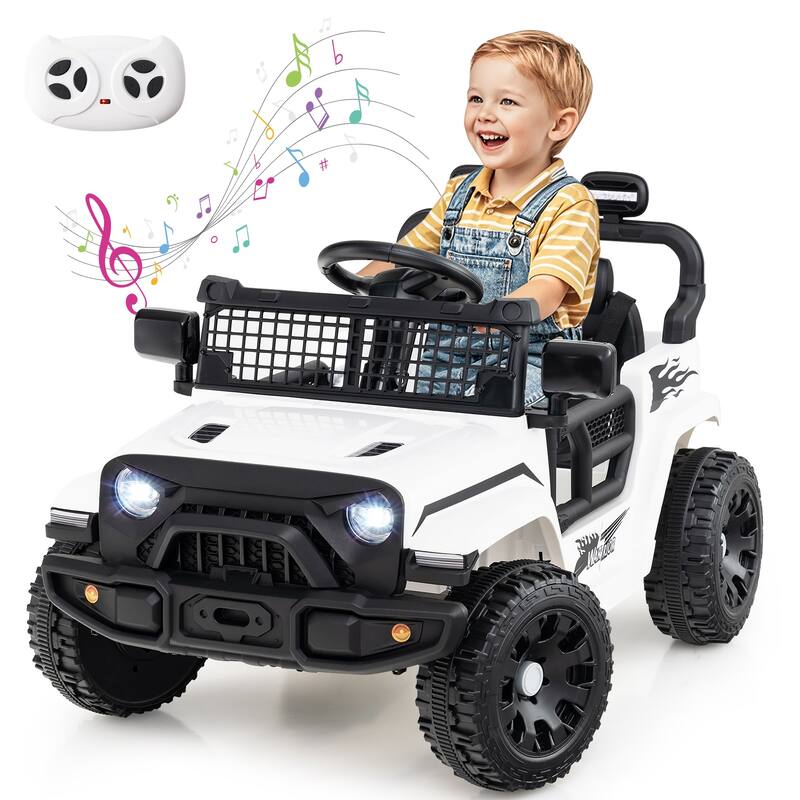 Gymax Kids Ride on Car Truck 12V Battery Powered Electric Vehicle w/ - White