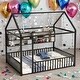 preview thumbnail 1 of 34, Space-Saving Full Size Kids Bed House Bed with Fence and Shelves Black