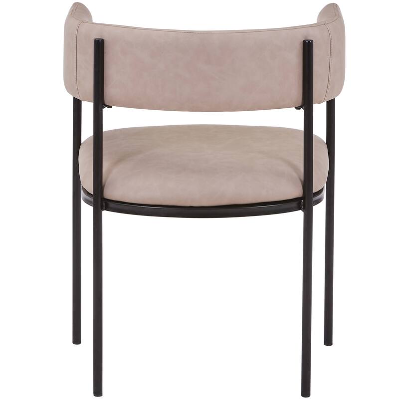 Dining Chair in Leather with Open-Back and Powder Coated Iron Legs Set of 4