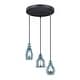 preview thumbnail 7 of 8, Millie 3L Bronze Farmhouse Jar Pendant Chandelier Ceiling Light Fixture Blue Glass - 17.5-in W x 17.75-in H x 17.5-in D