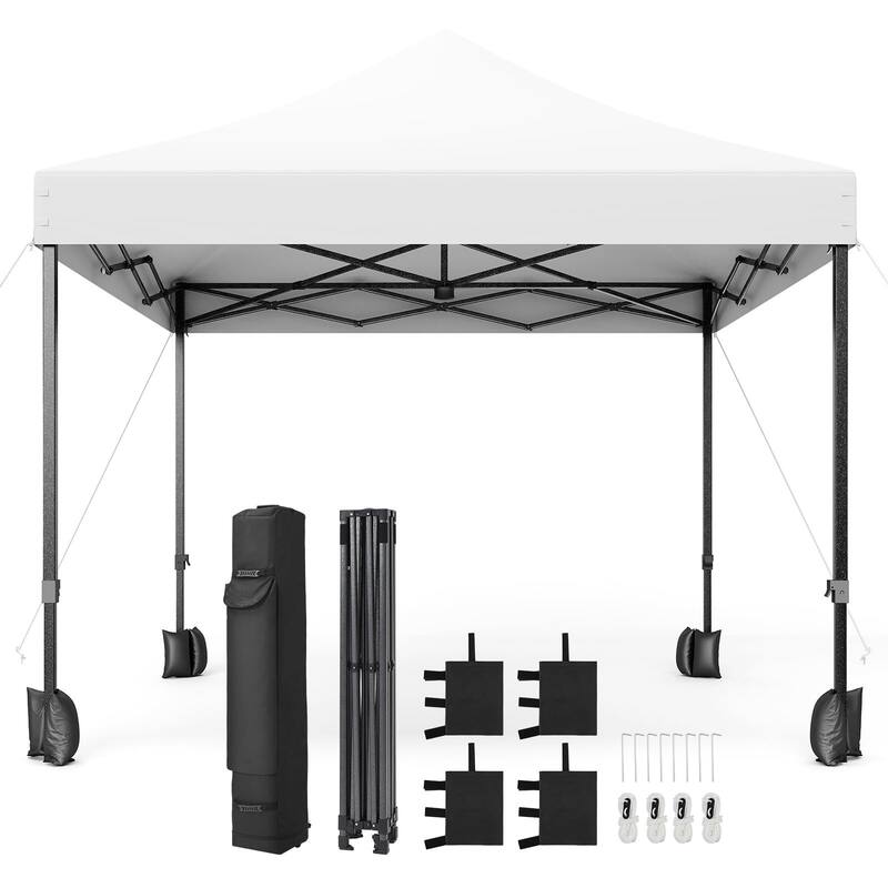 10x10 Ft Pop Up Canopy Tent, Portable Heavy Duty Commercial Canopy - White