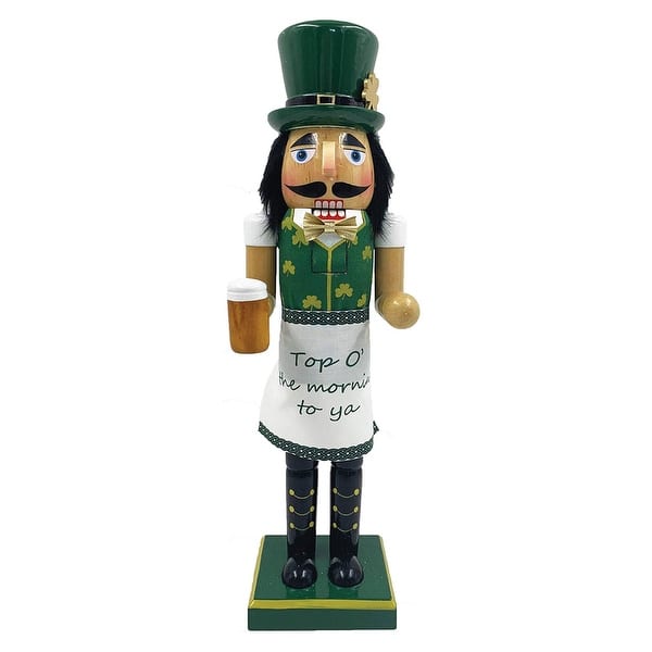 slide 1 of 1, 17" St. Patrick's Day "Top O' the Morning to Ya" Nutcracker