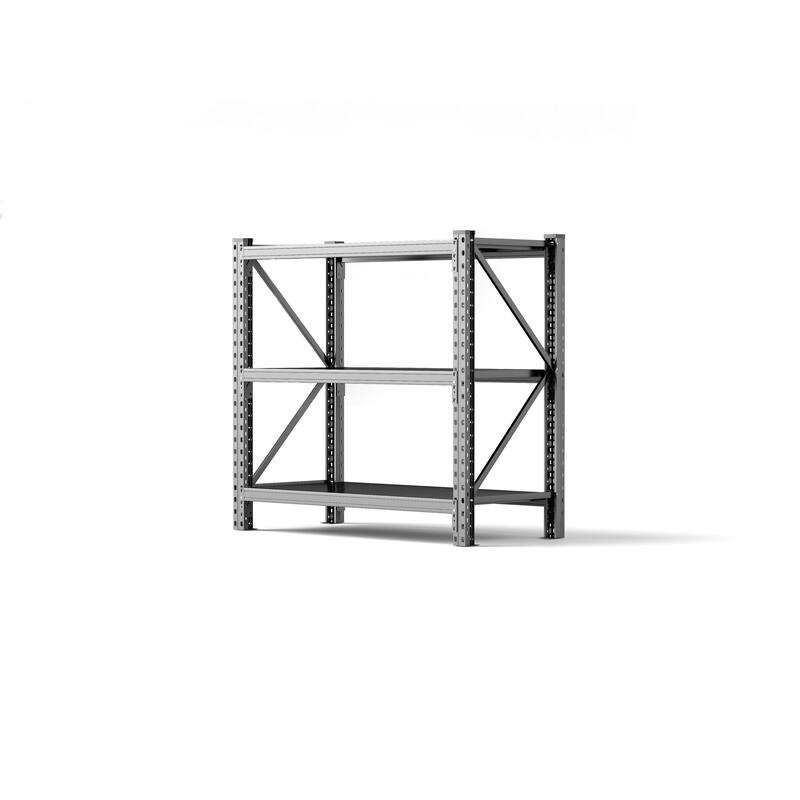 3-Tier Industrial Shelving Rack - 63in, Heavy Duty Steel Shelving Unit Adjustable, Black, Requires Assembly