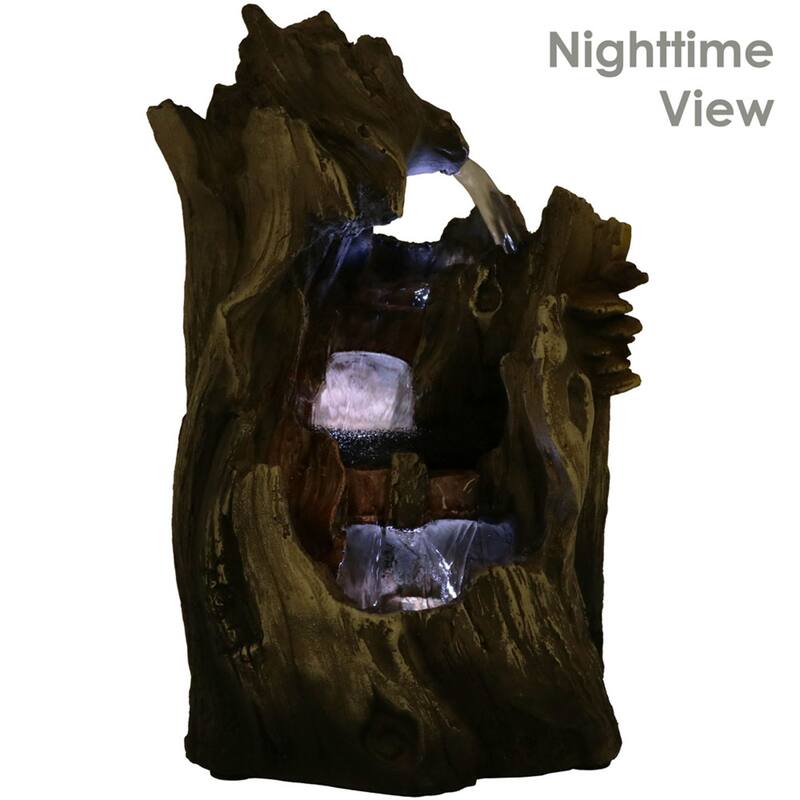 Sunnydaze Cascading Caves Fountain with LED Lights - 14" - 14-In