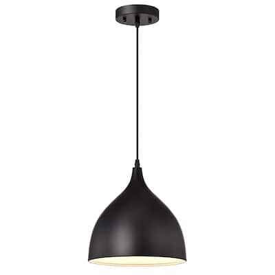 1-light Textured Black Hanging Pendant