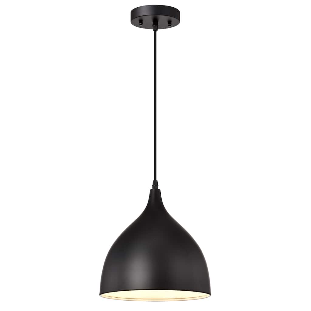 1-light Textured Black Hanging Pendant