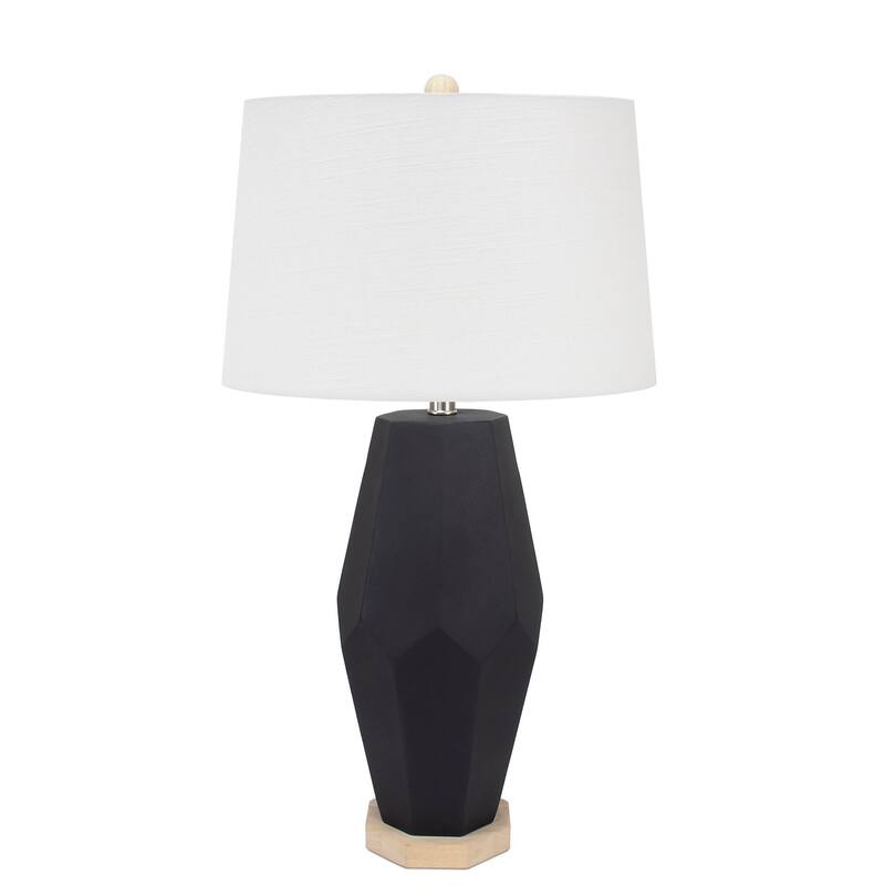 Pacifica Cement and Wood Table Lamp with Shade - Black
