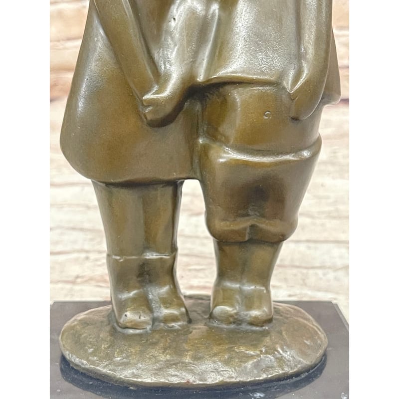 Chinese Children Brother And Sister Posing For Picture Collectible Bronze Sculpture By Zhang