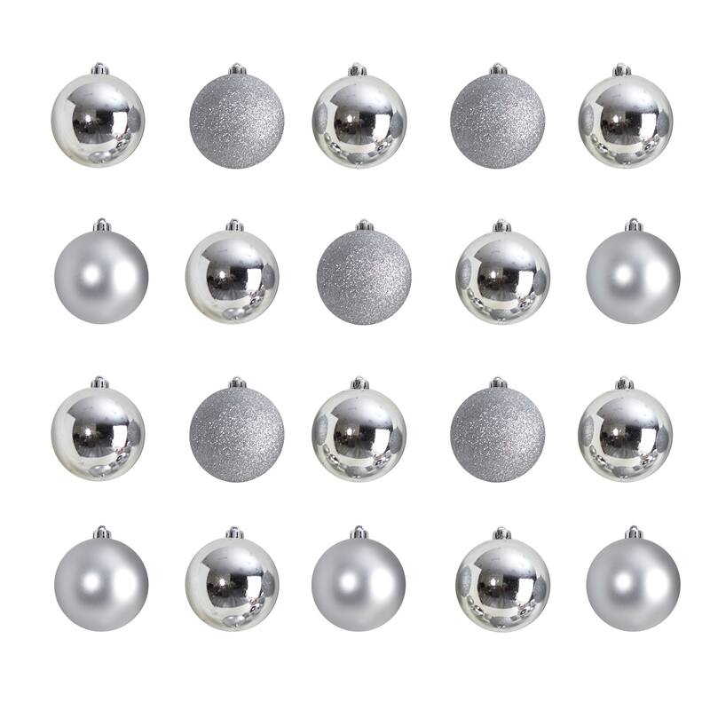 Holiday Christmas 20 Count 3" Shatterproof Ornament Set with Re-Useable Storage Container