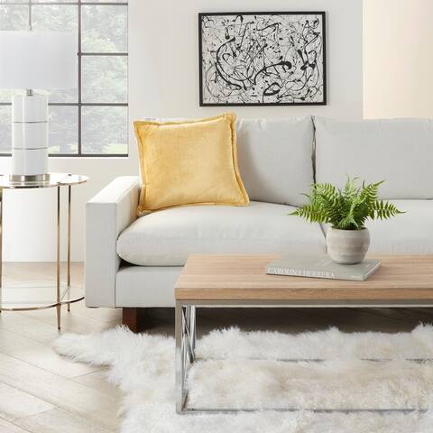Mina Victory Sofia Solid Velvet Viscose Flange Throw Pillow , ( 20" X 20" )